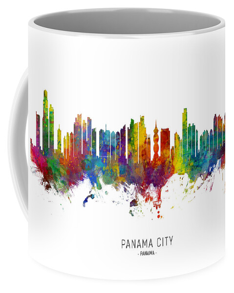 Panama City Coffee Mug featuring the digital art Panama City Skyline #3 by Michael Tompsett