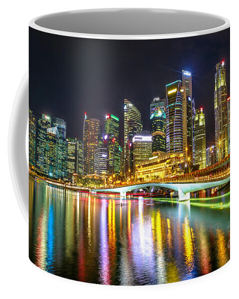 Singapore Coffee Mug featuring the photograph Singapore Skyline by night #3 by Benny Marty