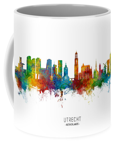 Utrecht Coffee Mug featuring the digital art Utrecht The Netherlands Skyline by Michael Tompsett