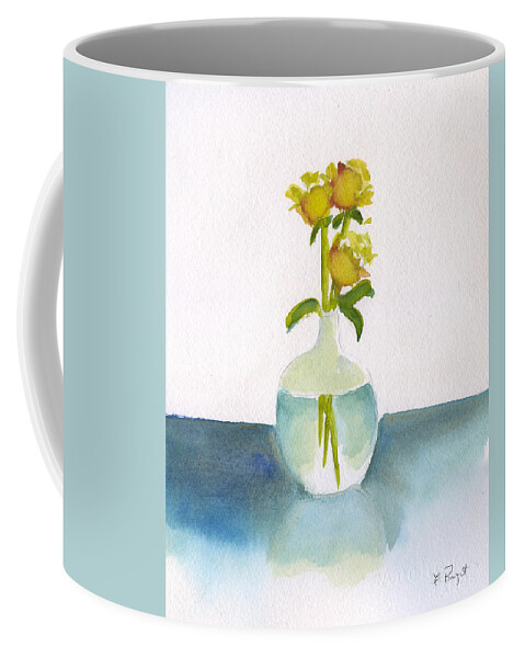 3 Yellow Roses Coffee Mug featuring the painting 3 Yellow Roses by Frank Bright