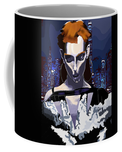 Cyberpunk Coffee Mug featuring the digital art 3000 A.d. Black by Bless Misra
