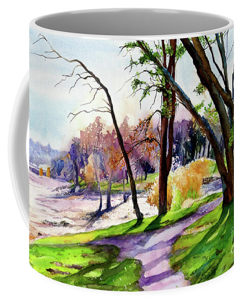 Folsom Lake Coffee Mug featuring the painting #347 Granite Bay Trail #347 by William Lum