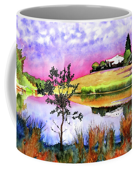 Pond Coffee Mug featuring the painting #351 Sun City Pond #351 by William Lum