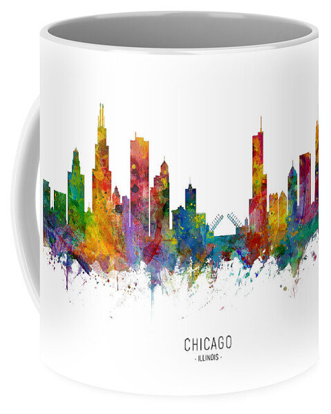 Chicago Coffee Mug featuring the digital art Chicago Illinois Skyline #37 by Michael Tompsett