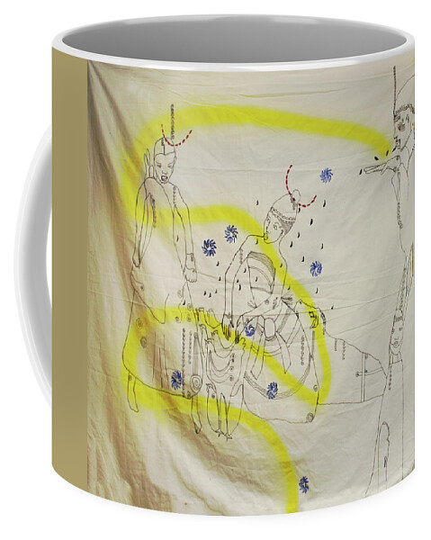 Jesus Coffee Mug featuring the painting Kintu and Nambi The Folktale #39 by Gloria Ssali