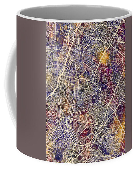 Athens Coffee Mug featuring the digital art Athens Greece City Map #4 by Michael Tompsett