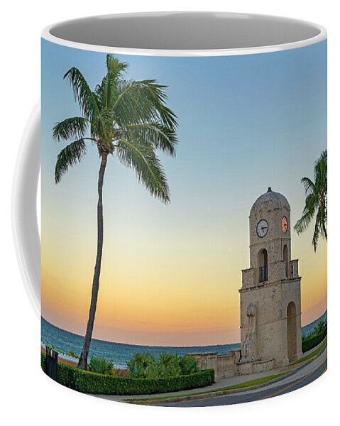 Estock Coffee Mug featuring the digital art Clock Tower In Palm Beach #4 by Laura Zeid