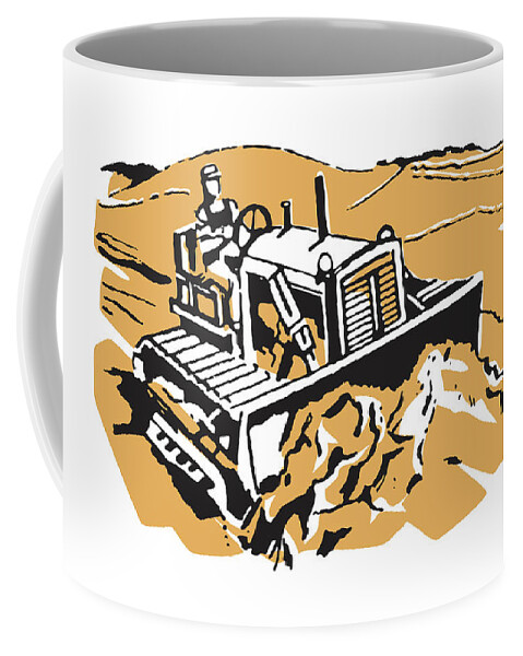 Build Coffee Mug featuring the drawing Man Driving Bulldozer #4 by CSA Images