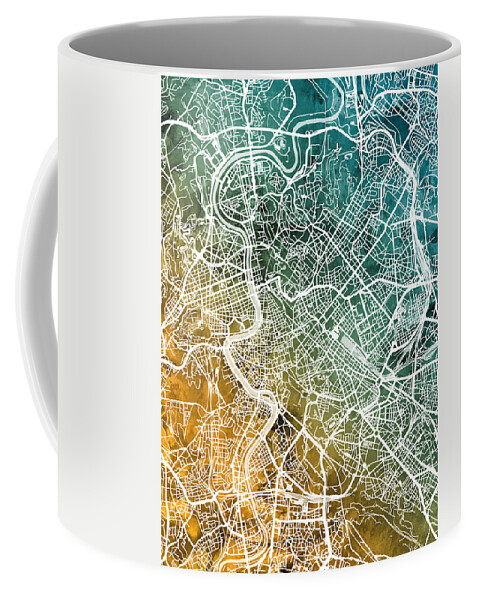 Rome Coffee Mug featuring the digital art Rome Italy City Map by Michael Tompsett