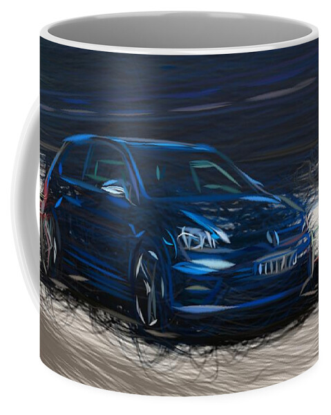 Volkswagen Coffee Mug featuring the digital art Volkswagen Golf R Drawing #5 by CarsToon Concept