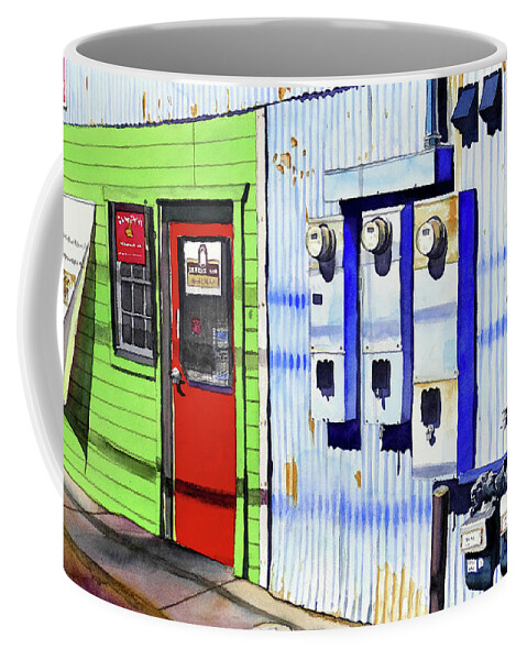 Kim's Country Kitchen Coffee Mug featuring the painting #404  Red Door #404 by William Lum