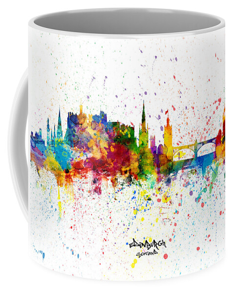 Edinburgh Coffee Mug featuring the digital art Edinburgh Scotland Skyline by Michael Tompsett