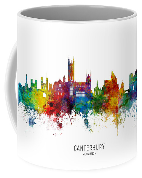 Canterbury Coffee Mug featuring the digital art Canterbury England Skyline #5 by Michael Tompsett