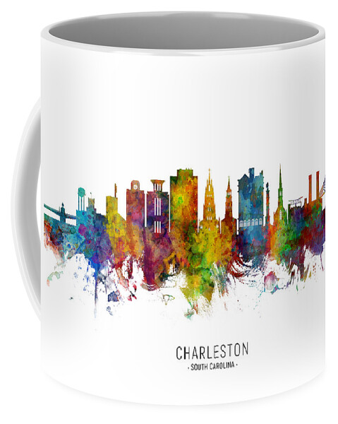 Charleston Coffee Mug featuring the digital art Charleston South Carolina Skyline by Michael Tompsett
