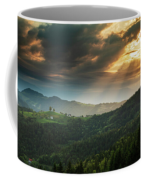 Sveti Coffee Mug featuring the photograph Church of Saint Thomas at sunrise #5 by Ian Middleton