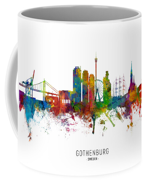 Gothenburg Coffee Mug featuring the digital art Gothenburg Sweden Skyline by Michael Tompsett