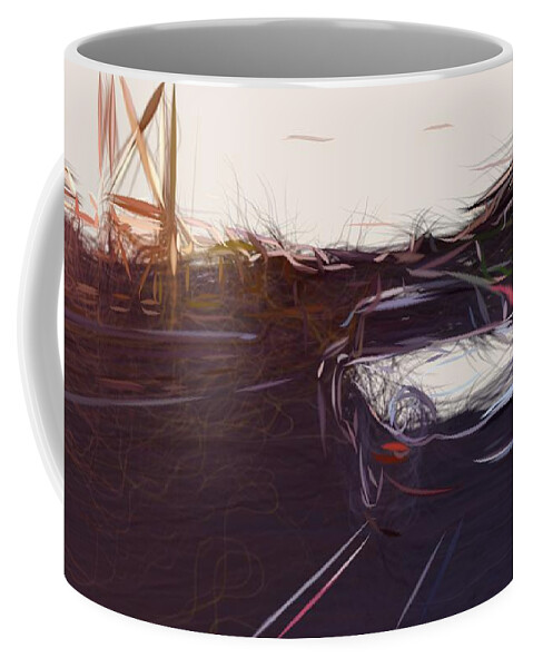 Jaguar Coffee Mug featuring the digital art Jaguar Lightweight E Type Drawing #6 by CarsToon Concept