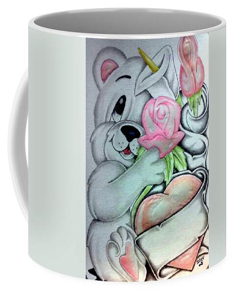Mexican American Art Coffee Mug featuring the drawing Untitled #5 by Abraham Reasons Ledesma