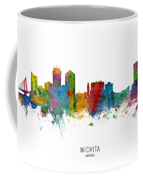 Wichita Coffee Mug featuring the digital art Wichita Kansas Skyline by Michael Tompsett