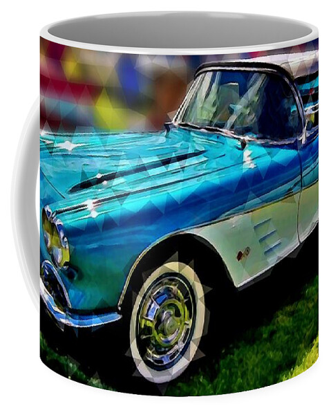 Chevy Coffee Mug featuring the digital art 1959 Corvette by David Manlove