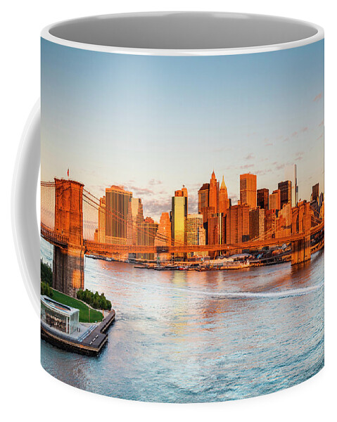Estock Coffee Mug featuring the digital art Brooklyn Bridge & Skyline, Nyc #6 by Antonino Bartuccio