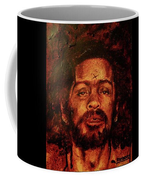 Ryan Almighty Coffee Mug featuring the painting CHARLES MANSON portrait fresh blood #6 by Ryan Almighty