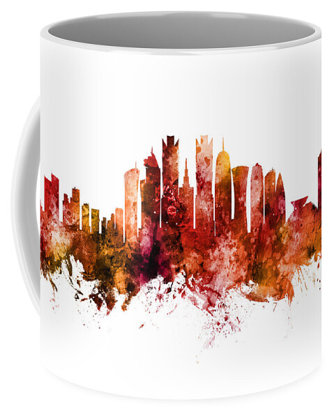 Doha Coffee Mug featuring the digital art Doha Qatar Skyline by Michael Tompsett