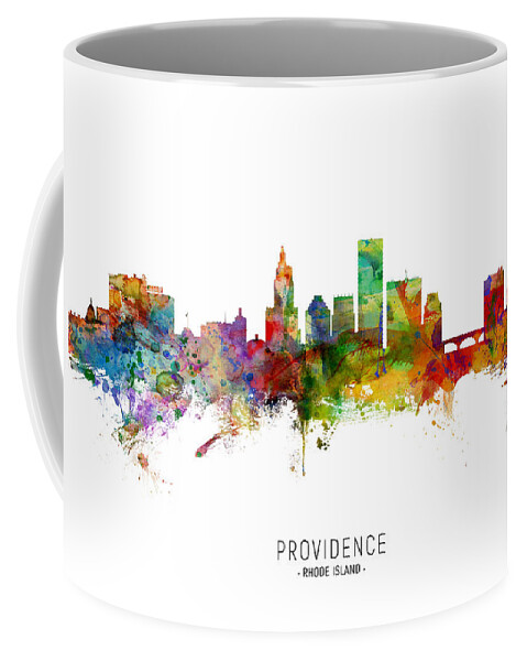 Providence Coffee Mug featuring the digital art Providence Rhode Island Skyline #6 by Michael Tompsett
