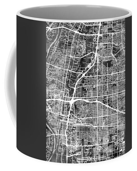 Albuquerque Coffee Mug featuring the digital art Albuquerque New Mexico City Street Map by Michael Tompsett