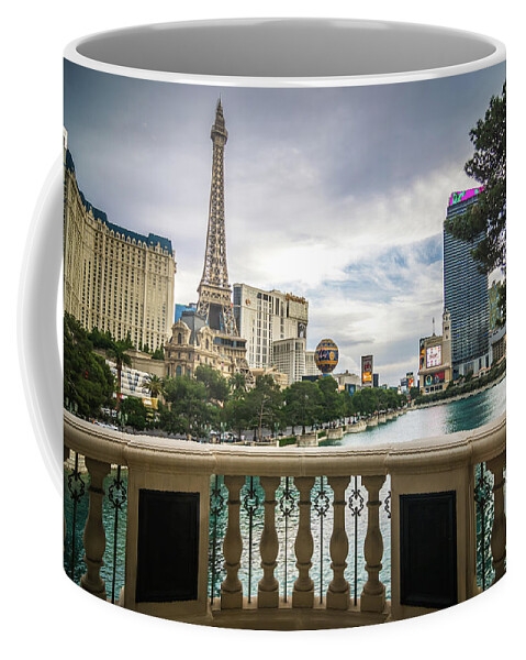 Panorama Coffee Mug featuring the photograph Hotels And City Skyline In Las Vegas Nevada #7 by Alex Grichenko