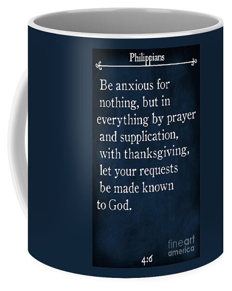 Philippians Coffee Mug featuring the painting Philippians 4 6- Inspirational Quotes Wall Art Collection #5 by Mark Lawrence
