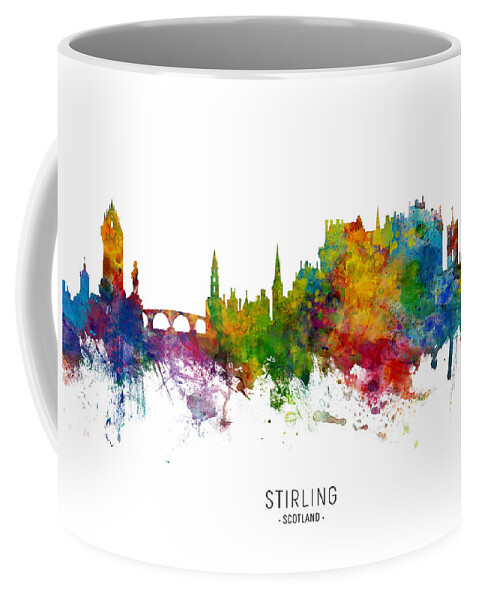 Stirling Coffee Mug featuring the digital art Stirling Scotland Skyline by Michael Tompsett