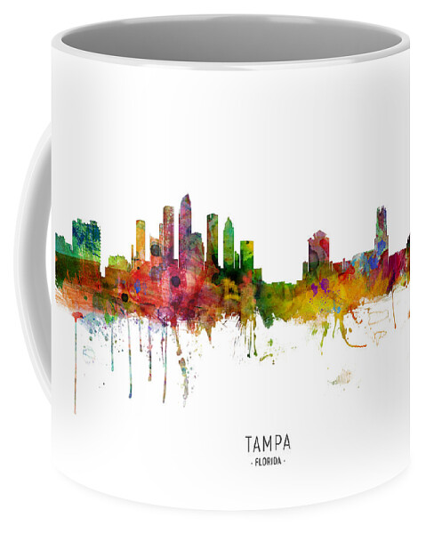Tampa Coffee Mug featuring the digital art Tampa Florida Skyline by Michael Tompsett