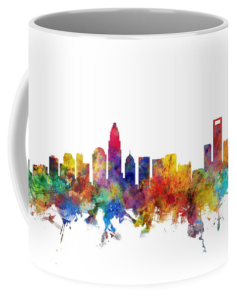 Charlotte Coffee Mug featuring the digital art Charlotte North Carolina Skyline by Michael Tompsett