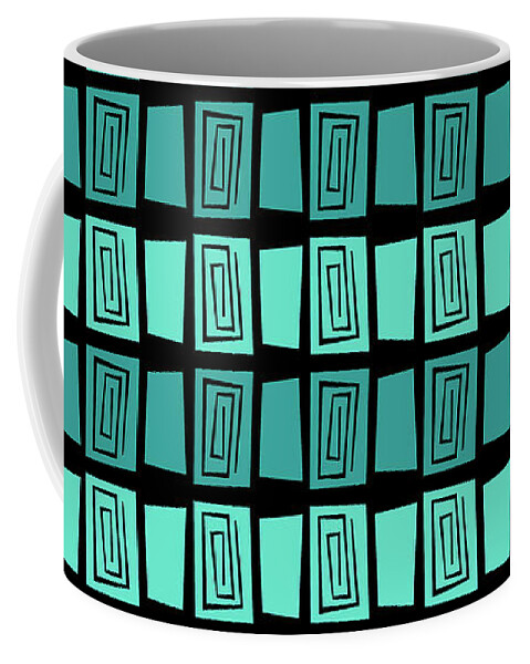 Green Coffee Mug featuring the digital art Mid Century Modern Maze #8 by Donna Mibus