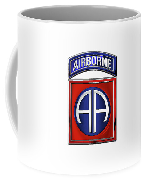 Military Insignia & Heraldry By Serge Averbukh Coffee Mug featuring the digital art 82nd Airborne Division - 82 A B N Insignia over White Leather by Serge Averbukh