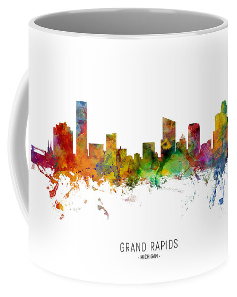 Grand Rapids Coffee Mug featuring the digital art Grand Rapids Michigan Skyline by Michael Tompsett