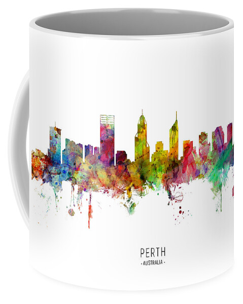 Perth Coffee Mug featuring the digital art Perth Australia Skyline by Michael Tompsett