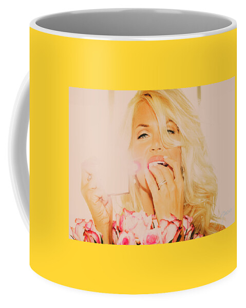 Top Artist Coffee Mug featuring the photograph 9741 Selfie Supermodel Selena Phillips IXDCCXLI Las Vegas by Amyn Nasser