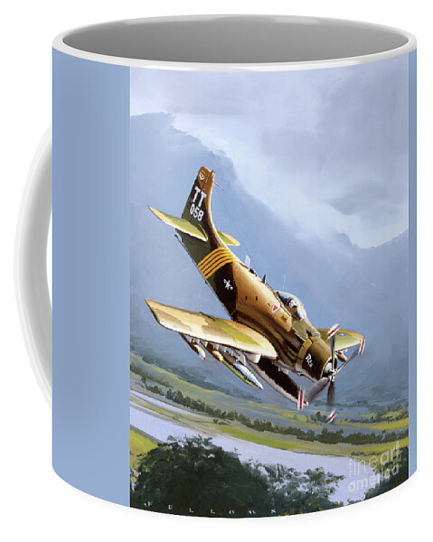 Military Aircraft Coffee Mug featuring the painting Douglas A-1J Skyraider by Jack Fellows