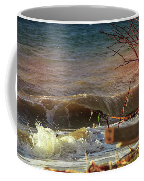 Wave Coffee Mug featuring the photograph a beautiful afternoon on Kampung Nelayan beach by Mangge Totok