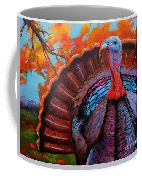 Turkey Coffee Mug featuring the painting A True Beauty by Wendy Ray