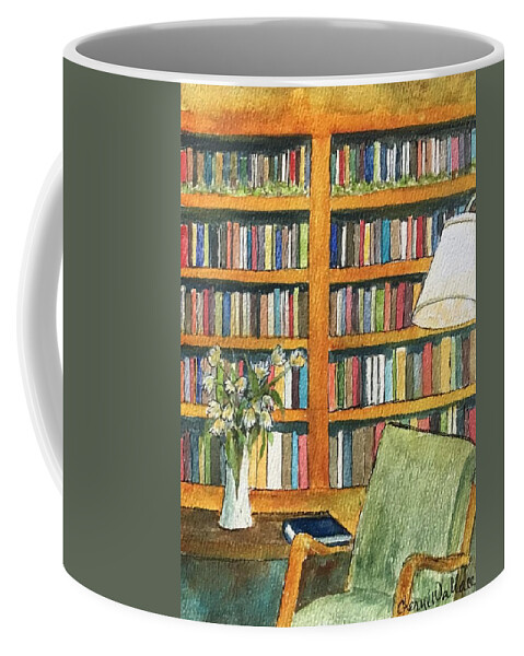 Library Coffee Mug featuring the painting A Book is worth a Thousand Words by Cheryl Wallace