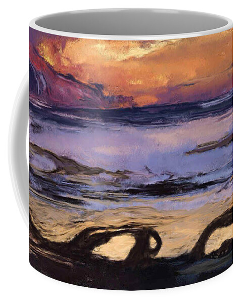  Coffee Mug featuring the digital art A Distant Shore by Rein Nomm