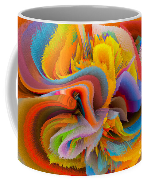 Rainbow Coffee Mug featuring the mixed media A Flower In Rainbow Colors Or A Rainbow In The Shape Of A Flower 4 by Elena Gantchikova