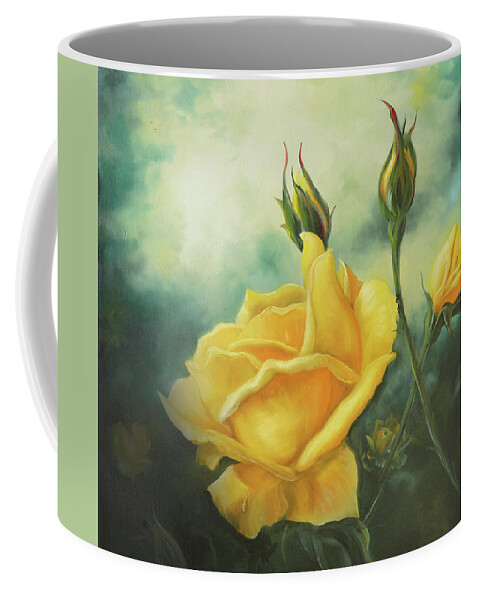 Rose Coffee Mug featuring the painting Yellow Friendship Rose by Lynne Pittard