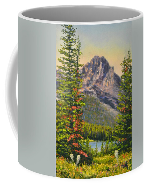 Mountains Coffee Mug featuring the pastel A Glimpse of Beauty by Lee Tisch Bialczak