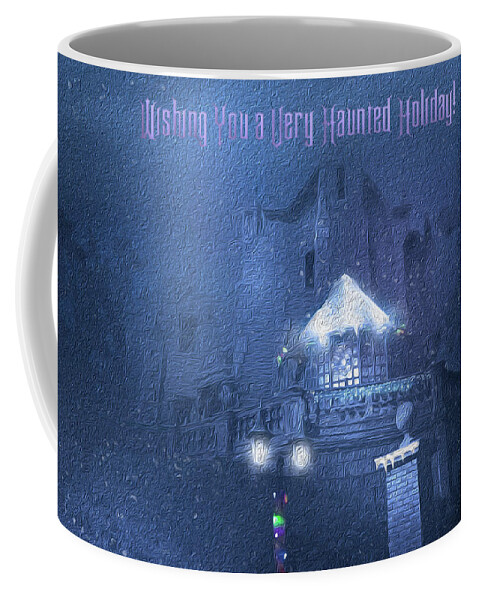 Haunted Mansion Coffee Mug featuring the photograph A Haunted Mansion Holiday Greeting by Mark Andrew Thomas
