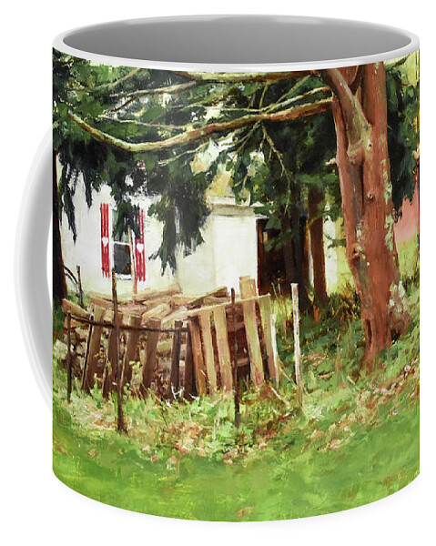 Landscape Coffee Mug featuring the painting A House in the Country #11 by Bibi Snelderwaard Brion