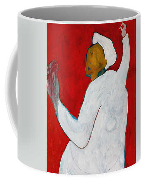 Red Coffee Mug featuring the painting A man being attacked by Edgeworth Johnstone
